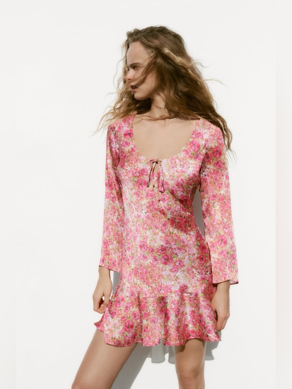 Zara Floral Long Sleeve Mini Dress